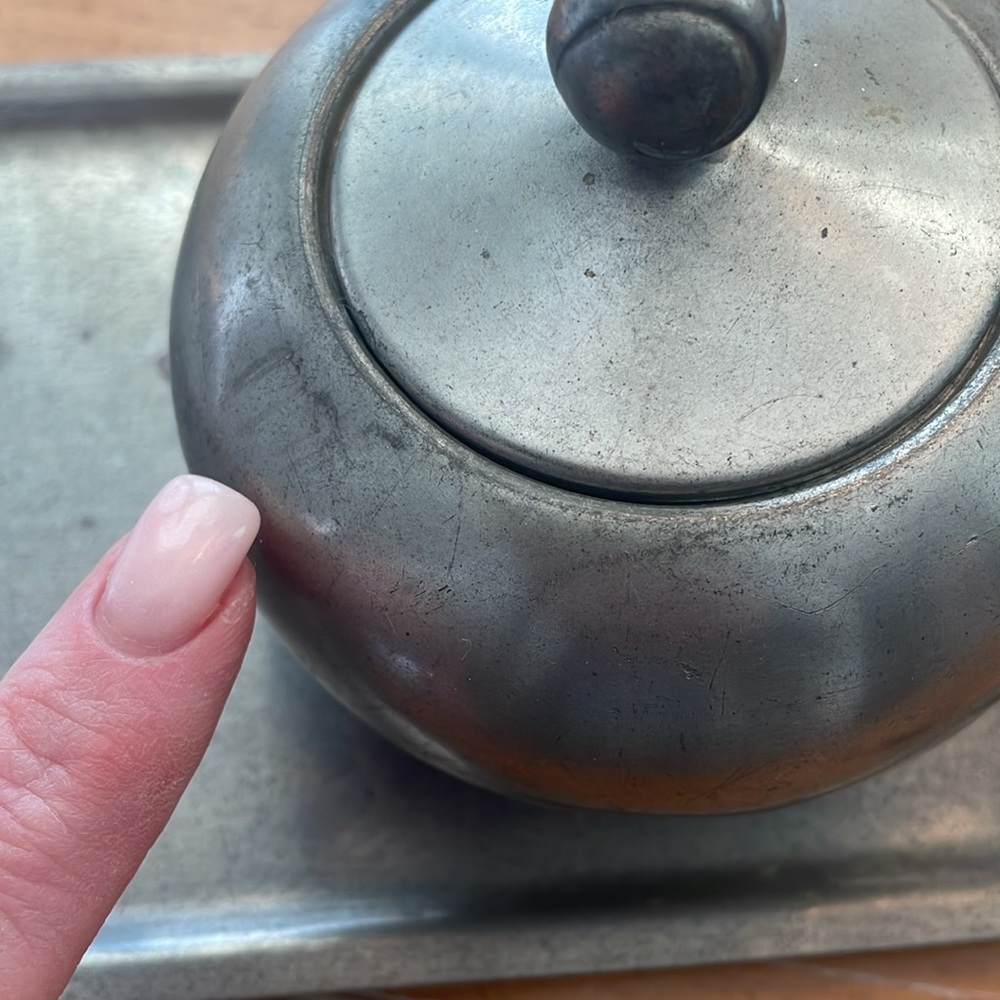 ANTIQUE PEWTER TEA SET, 6 PIECES - Picture 7 of 15